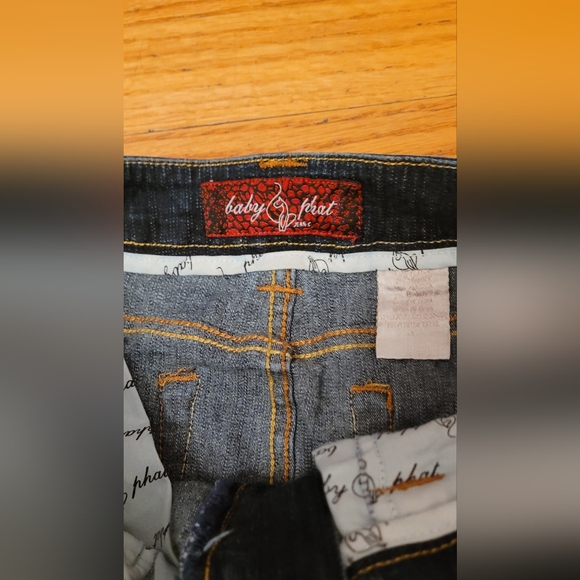 Vintage Y2K Baby Phat Dark Blue Jean Denim Mini Skirt- Size 5 (NWT) - Picture 5 of 13